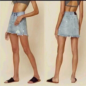 One Teaspoon High Waisted Denim Fitted Skirt